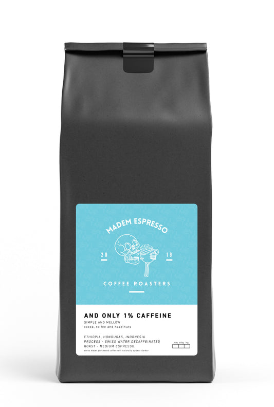 And only 1% caffeine (SWP Espresso Decaf Blend)